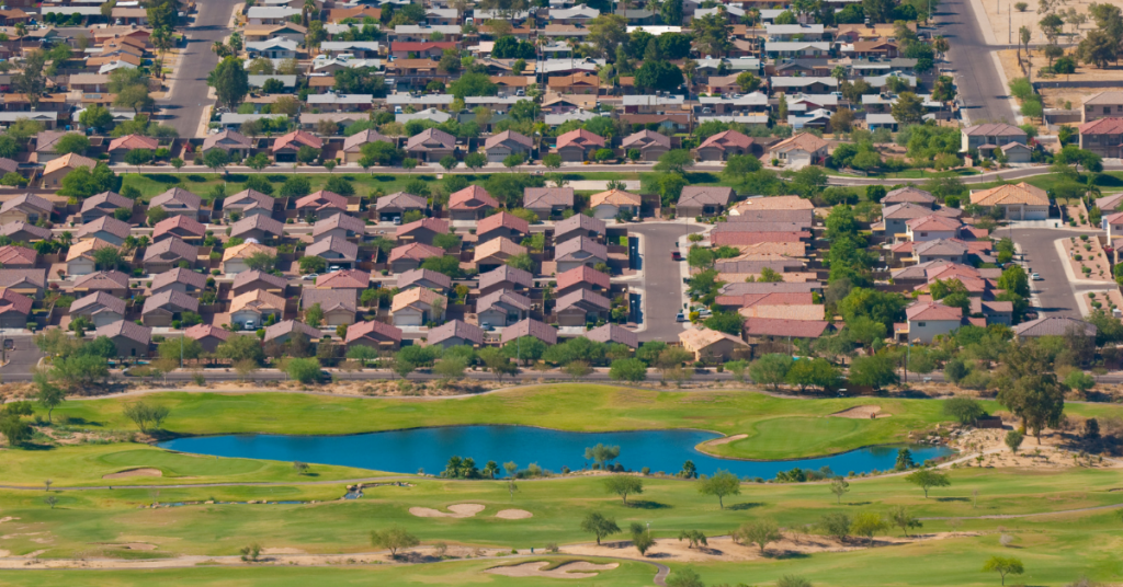 houses on golf course in desert